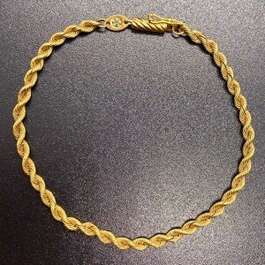 VINTAGE 14K YELLOW GOLD ROPE CHAIN BRACELET